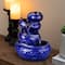 Glitzhome® 11.75" 4-Tier Cobalt Blue Tabletop Fountain with Pump